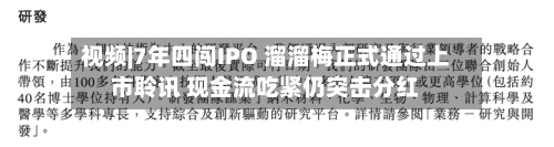 视频|7年四闯IPO 溜溜梅正式通过上市聆讯 现金流吃紧仍突击分红