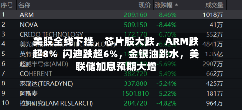 美股全线下挫	，芯片股大跌，ARM跌超8%  闪迪跌超6%，金银油跳水	，美联储加息预期大增-第3张图片