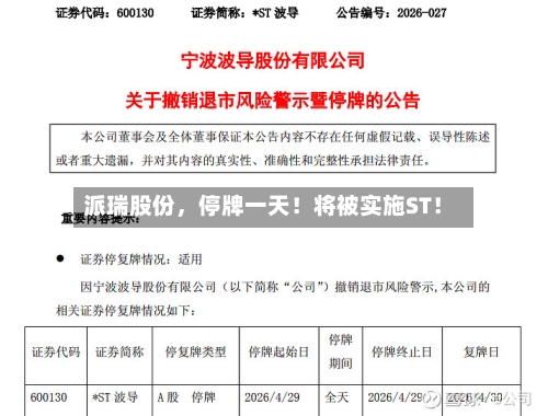 派瑞股份，停牌一天！将被实施ST！-第3张图片